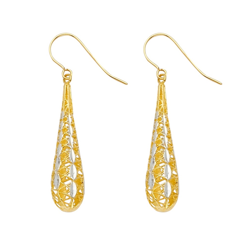 14K Two Tone Hollow Hanging Earrings for Women